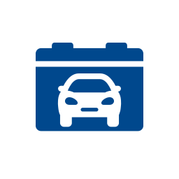 Chemisches Symbol Batterien für Elektrofahrzeuge EVB blau anif