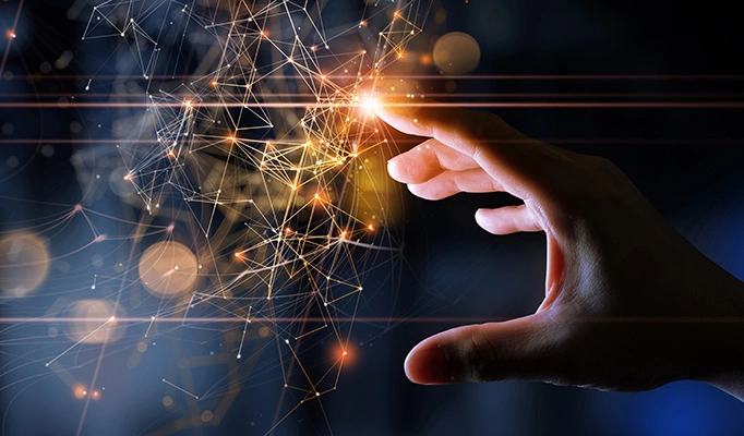 Woman hand touching The metaverse universe,Digital transformation conceptual for next generation technology era.