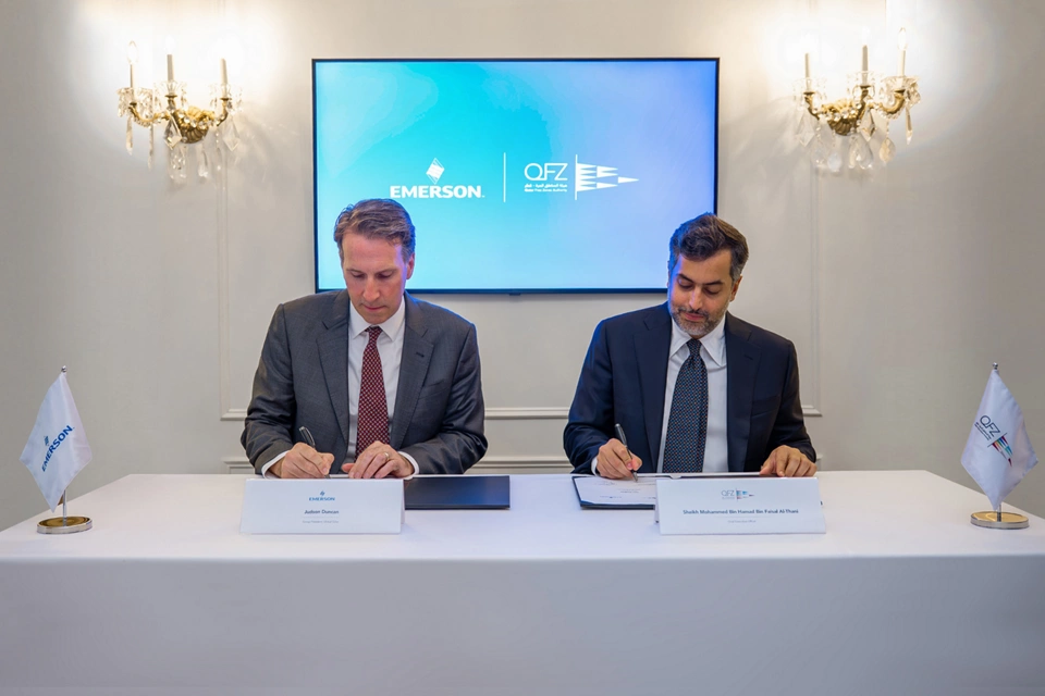 Emerson's Judson Duncan and QFZ's H.E. Sheikh Mohammed Bin Hamad Bin Faisal Al-Thani