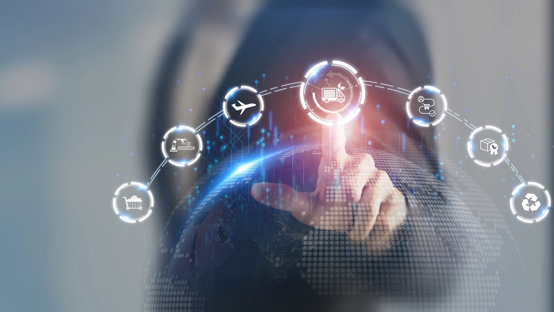 Green and sustainable supply chain technology concept. Integration of environmentally friendly practices into the supply chain process, from sourcing raw materials to delivering products to customer. ; Shutterstock ID 2463489941; purchase_order: Enterprise MARCOM; job: Shutterstock Images for Industry Growth Programs; client: Various; other: Requested by Manuel Arroyo