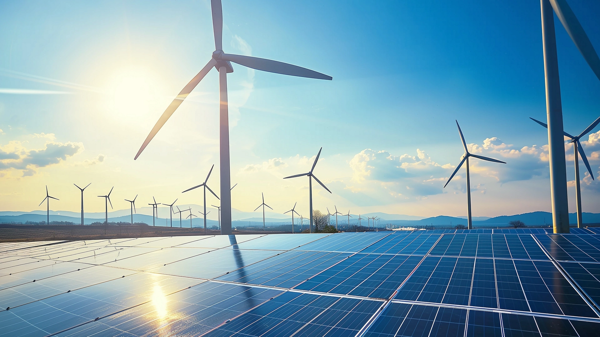 Green energy harvest with windmill and solar panels for eco-green sustainable concept; Shutterstock ID 2459768029; purchase_order: Enterprise MARCOM; job: Shutterstock Images for Industry Growth Programs; client: Various; other: Requested by Mari Manciu