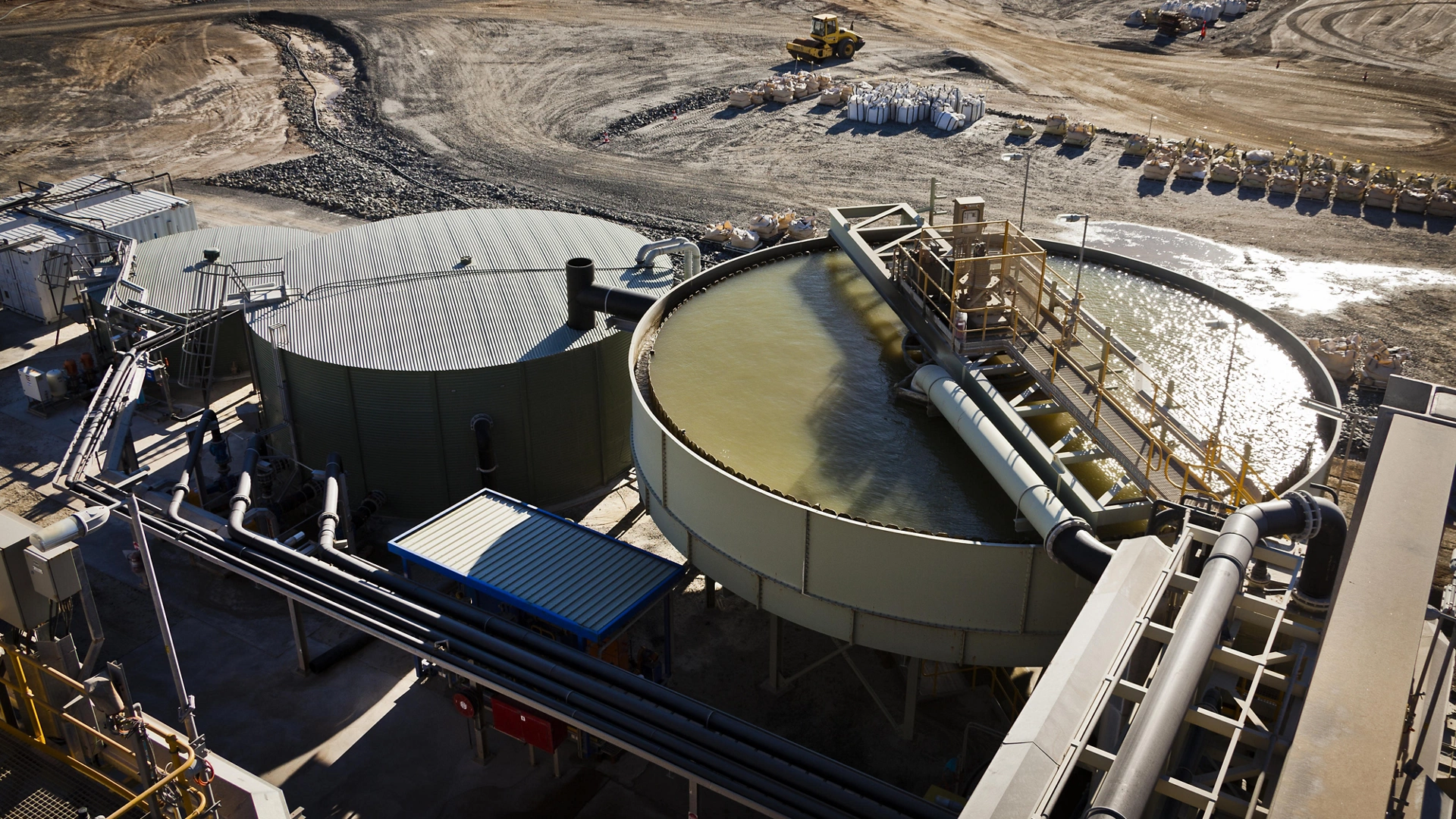 Processing Plant at Lithium Mine in Western Australia. Mechanical processing used to refine lithium spodumene concentrate.