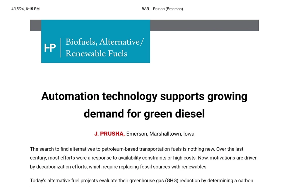La technologie d’automatisation soutient la demande croissante de diesel vert