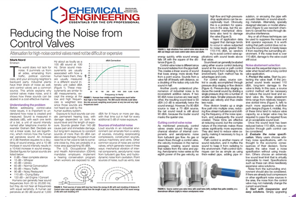 Reducing the Noise from Control Valves