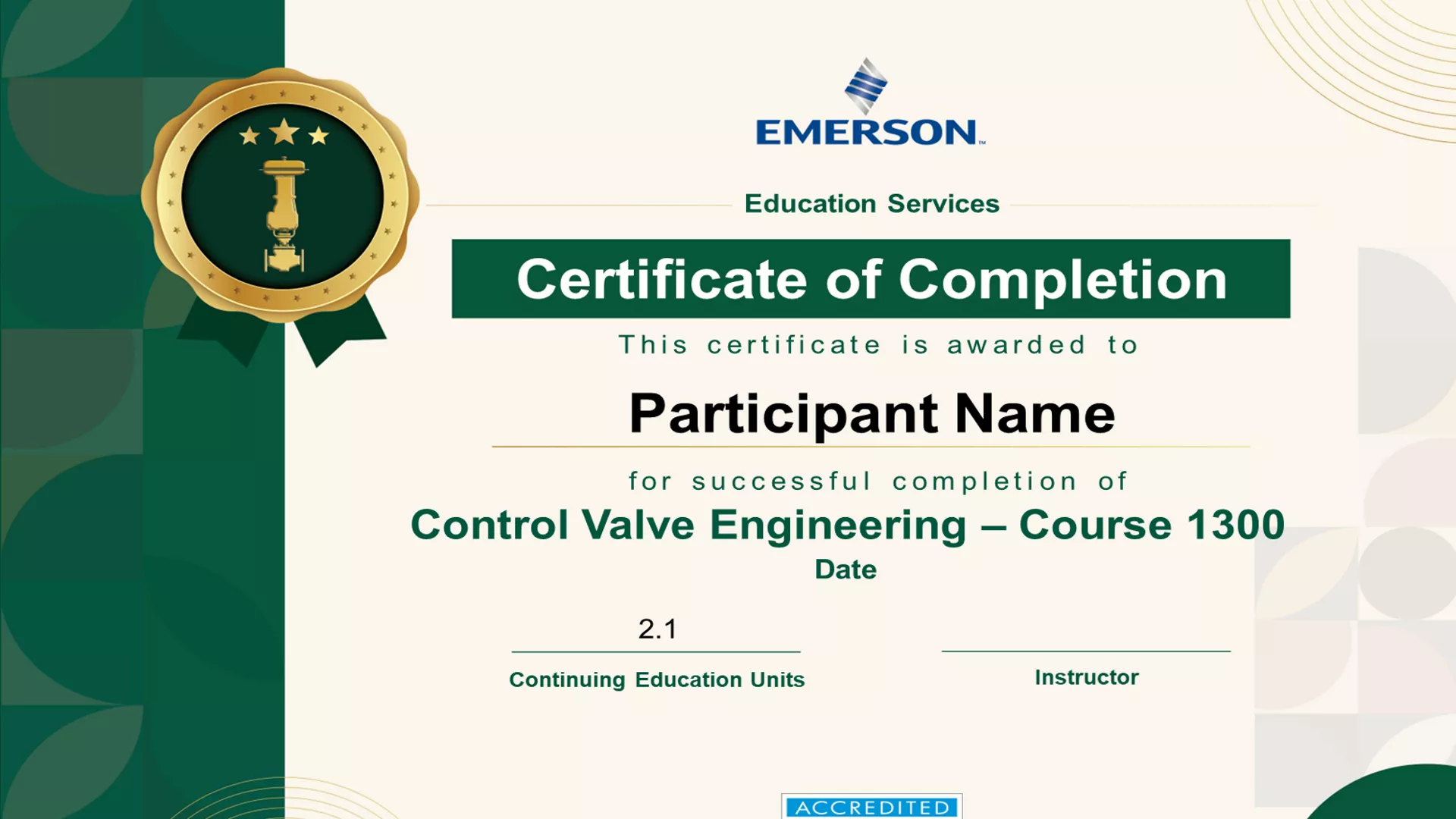 Control Valve Fundamentals course on MyTraining