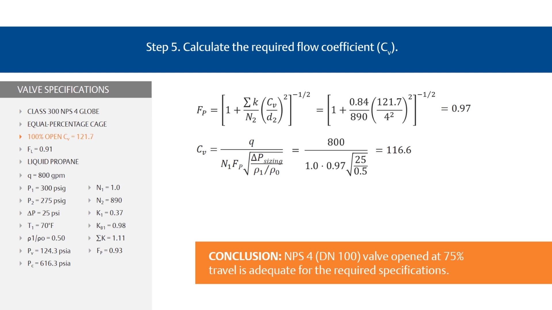 Step 5. Calculate the required flow coefficient (Cv)