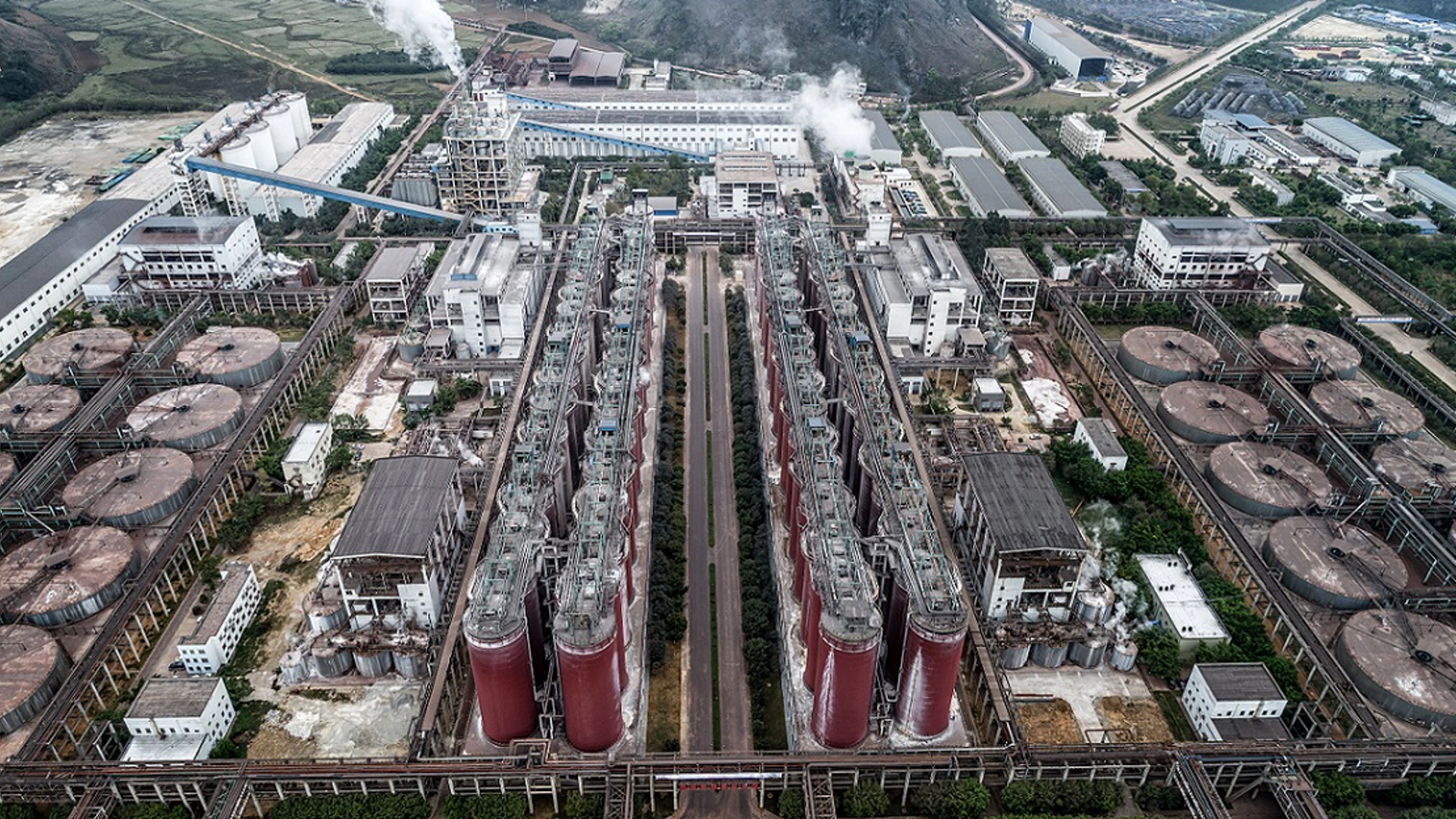 aerial view of alumina factory