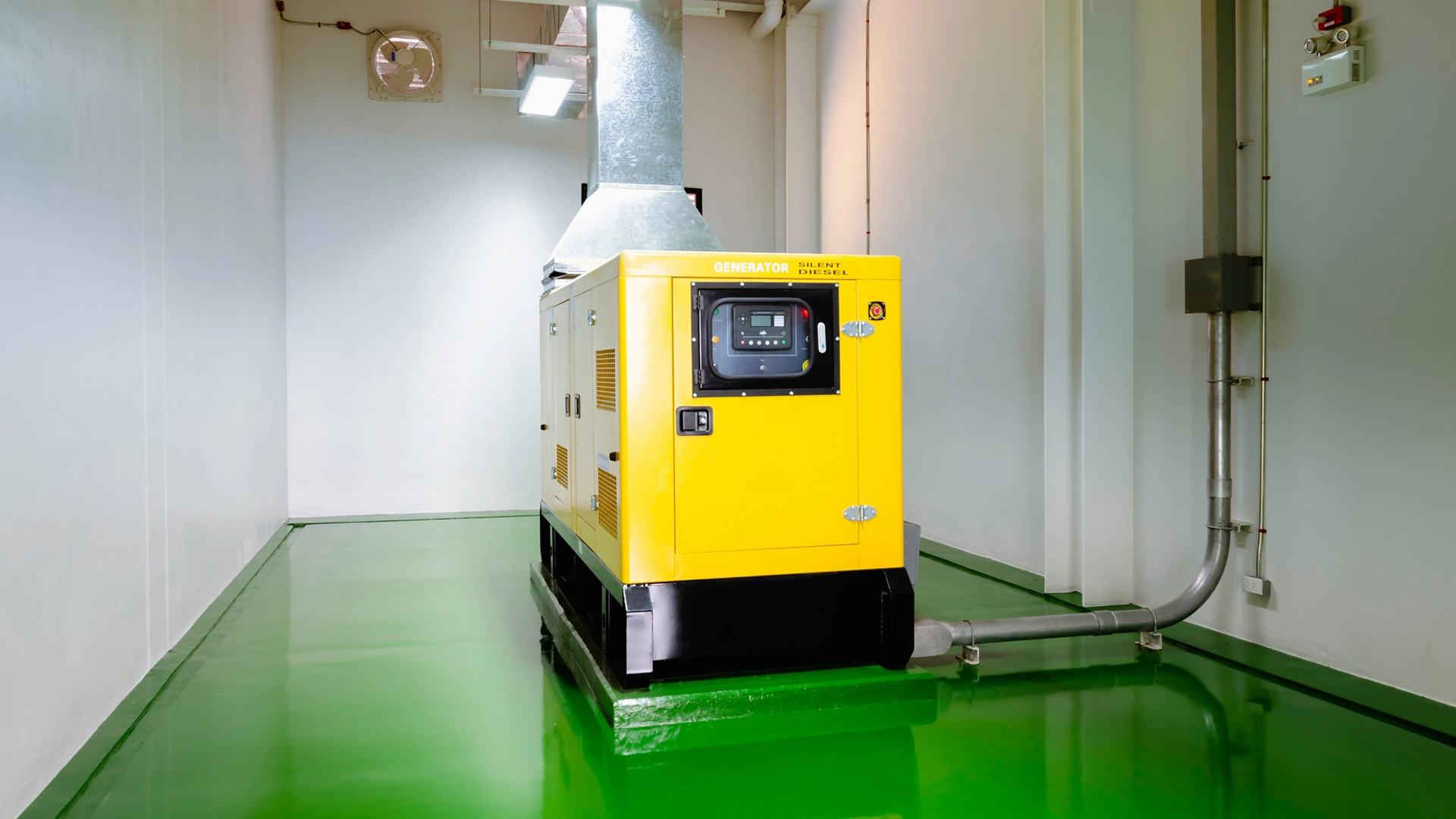 Generator room with  generators in factory standby for power backup, Diesel generator