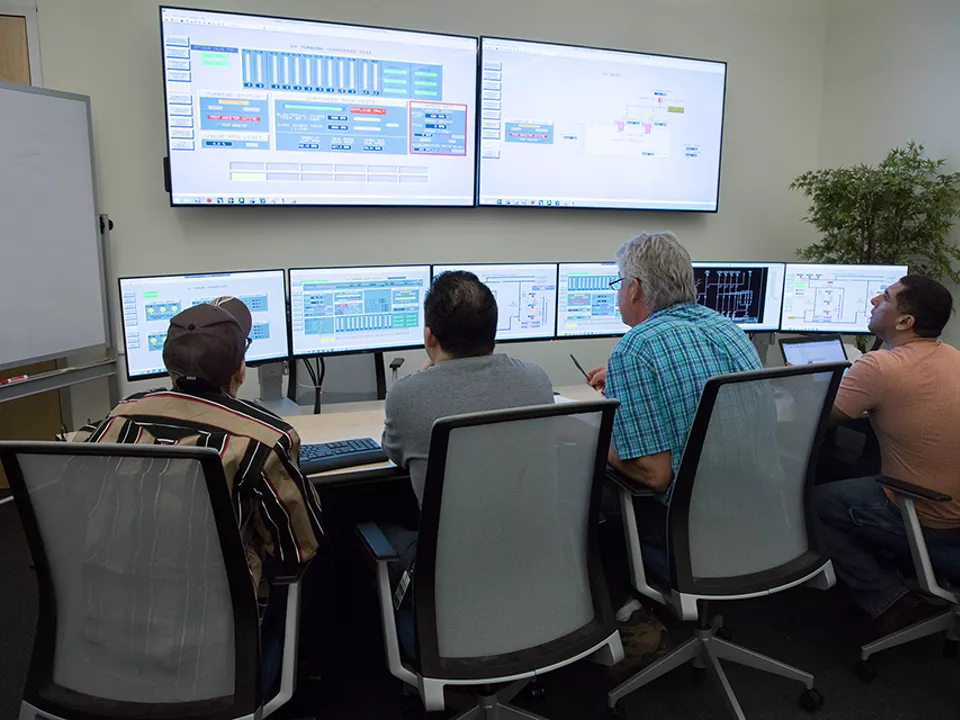 Clients using Emerson products and software run tests on their new equipment in the learning center at Emerson.

Company visit to Emerson Automation Solutions division in Pittsburgh, PA.