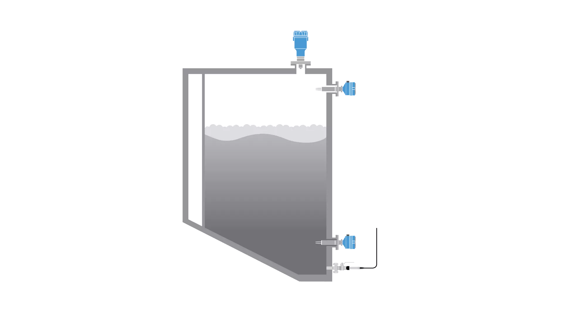 Level measurement in grey water tanks for marine vessels
