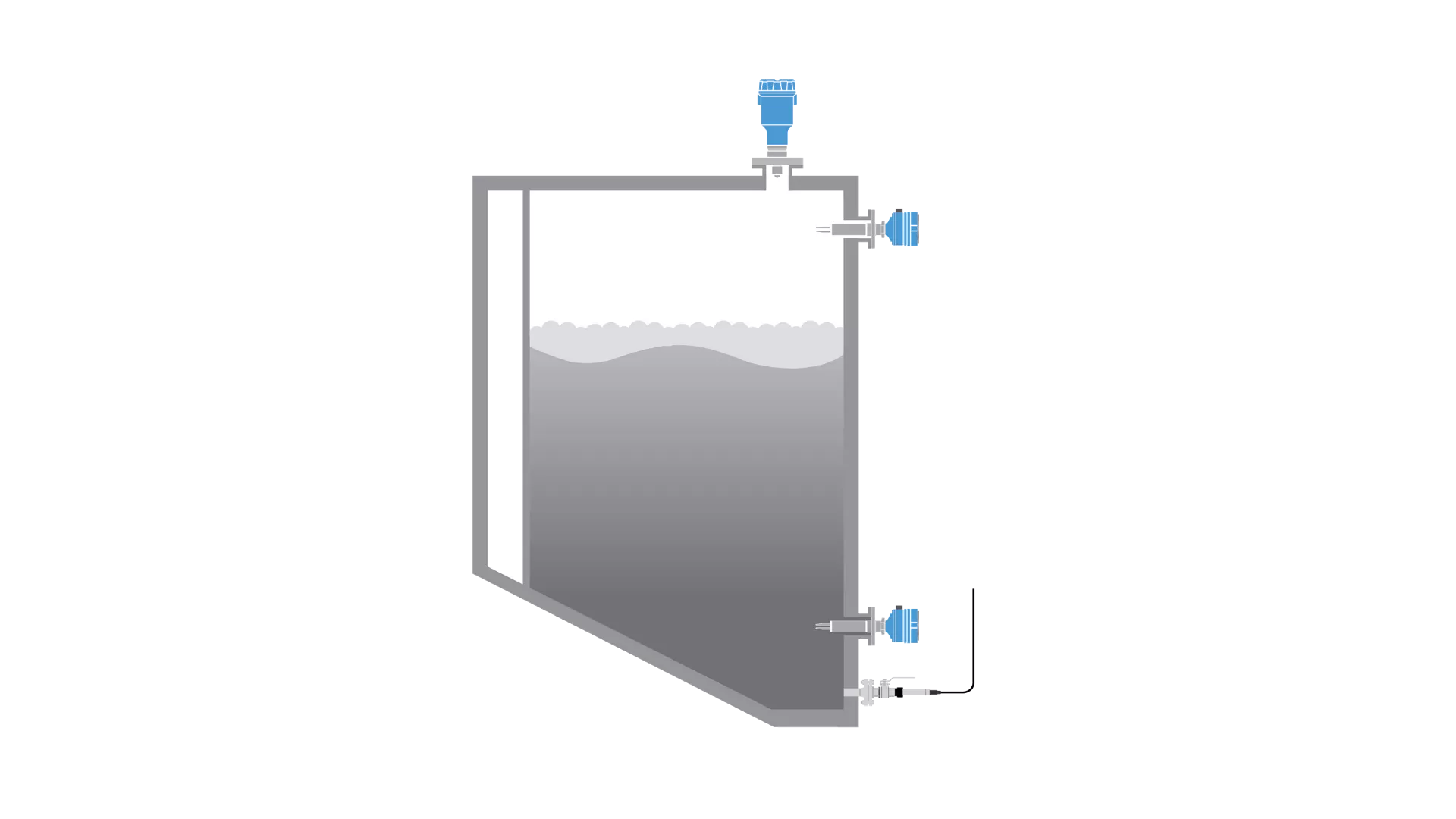 Level measurement in grey water tanks for marine vessels
