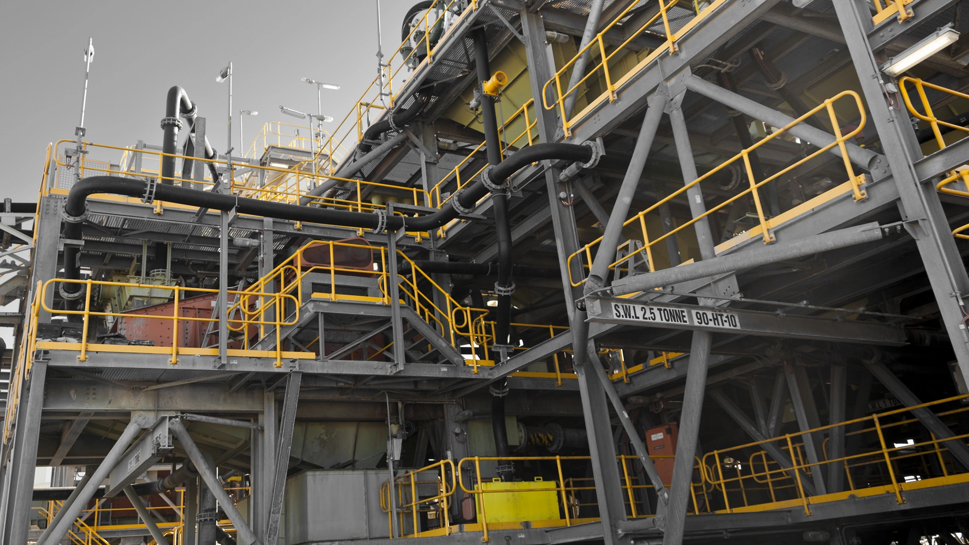 Processing Plant at Lithium Mine in Western Australia. Mechanical processing is used to refine lithium spodumene concentrate.