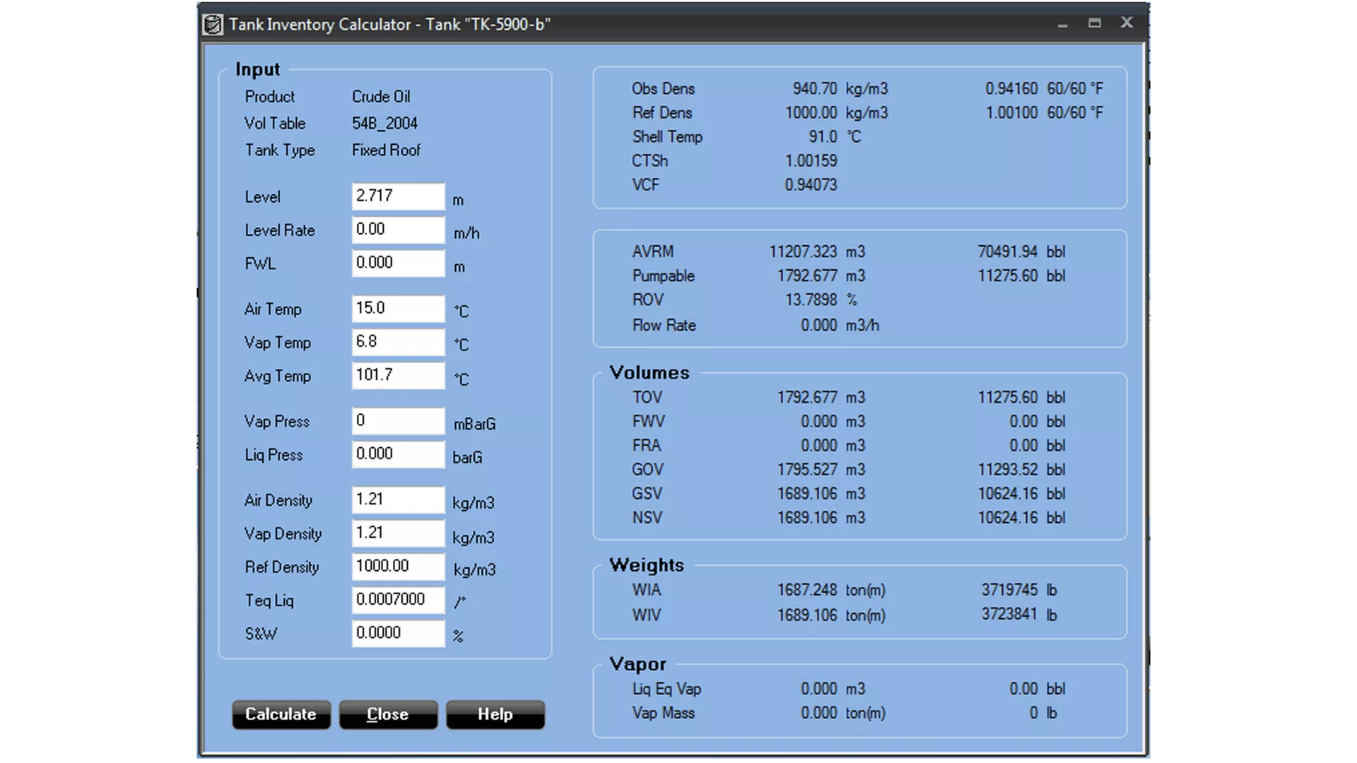 Tank Master Inventory Software - Inventory Calculations