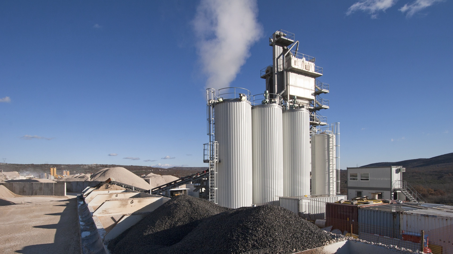 Asphalt production factory near town Split in Croatia