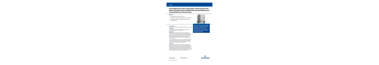 Fisher High Pressure Valves with Cavitrol™ III Characterized Trim