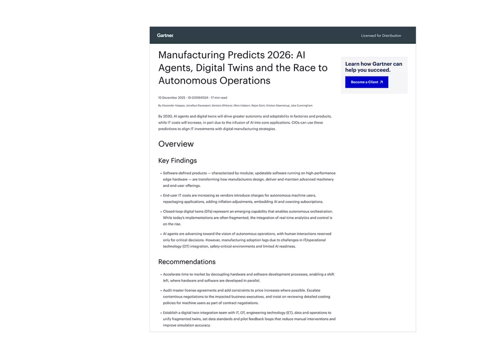 Manufacturing Predicts 2026: AI Agents, Digital Twins, and the Race to Autonomous Operations