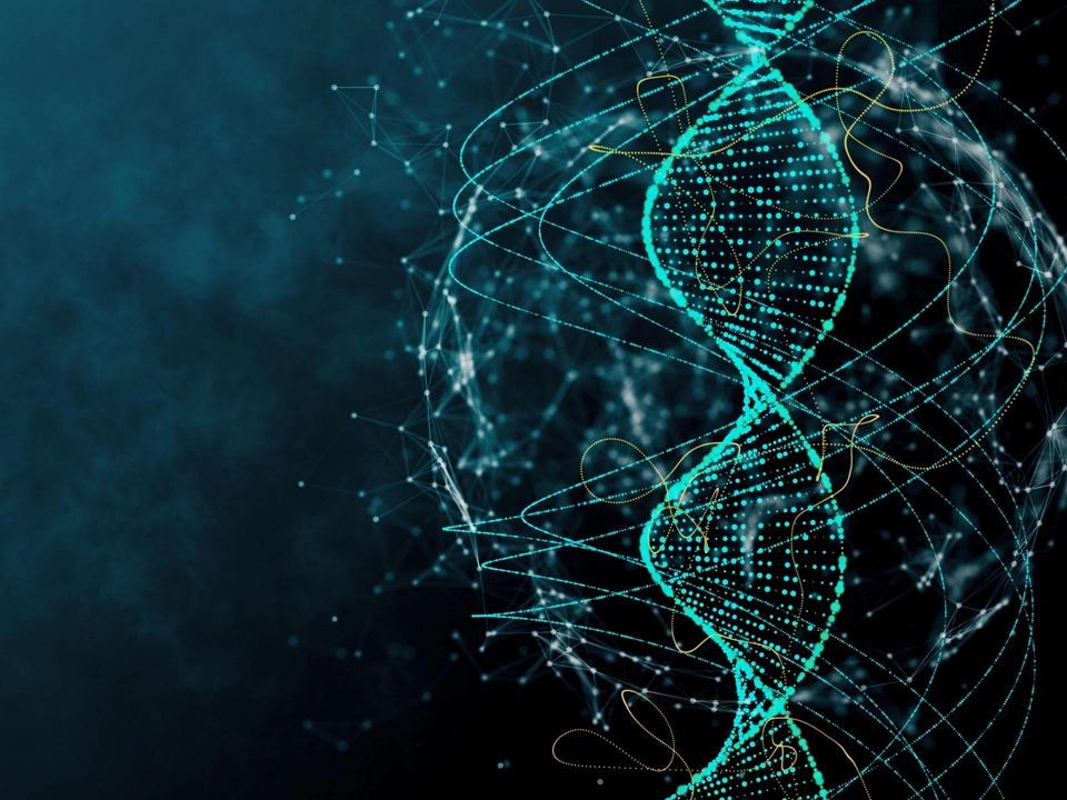 Digital blue DNA texture. Innovation, medicine and technology concept. 3D Rendering 