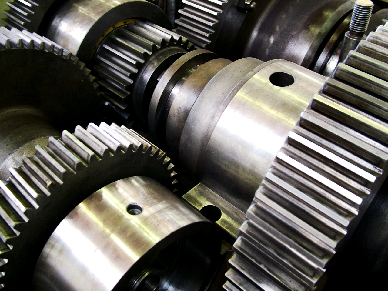 Close-up view of gear assembly