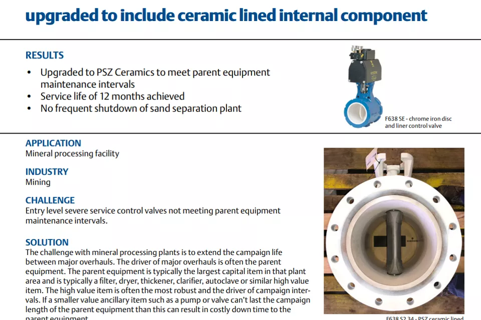  Keystone Butterfly Valves increases life up to 8X when upgraded to include ceramic lined internal component