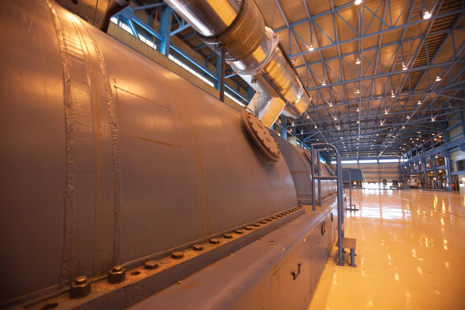 Turbine in a coal-fired power plant. Horizontal format.