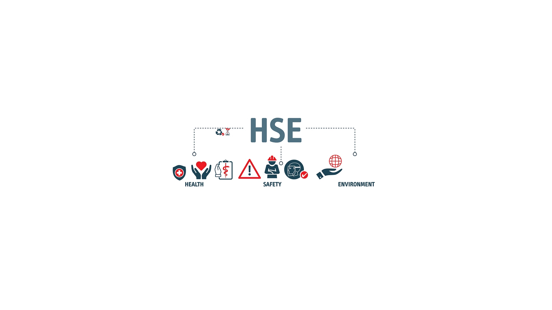 HSE - Health Safety Environment acronym - Vector Illustration concept banner with icons and keywords
