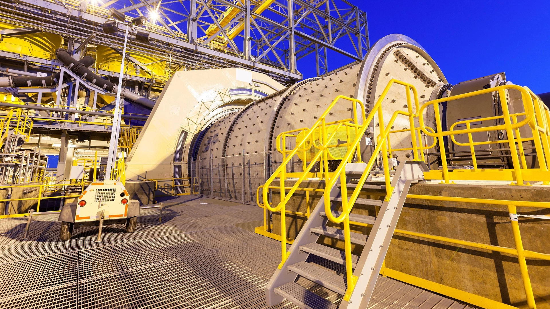 Ball mill at a Copper Mine in Chile at dawn.