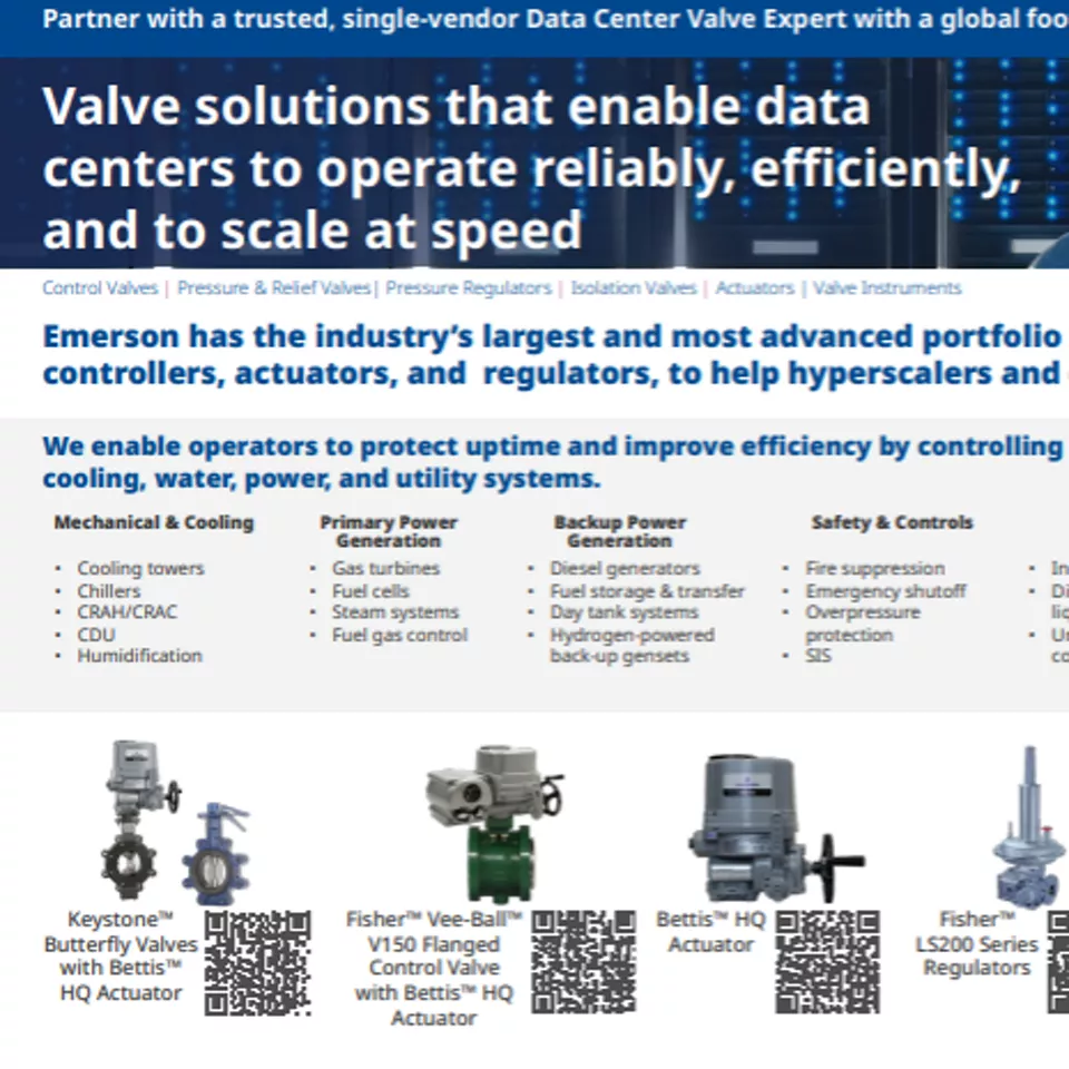  Valve solutions that enable data centers to operate reliably, efficiently, and to scale at speed
