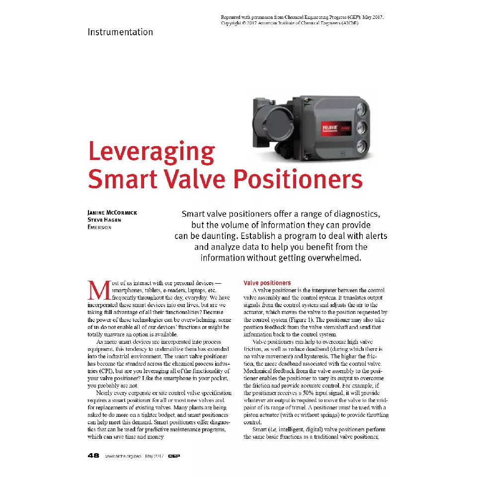 Article: Leveraging Smart Valve Positioners