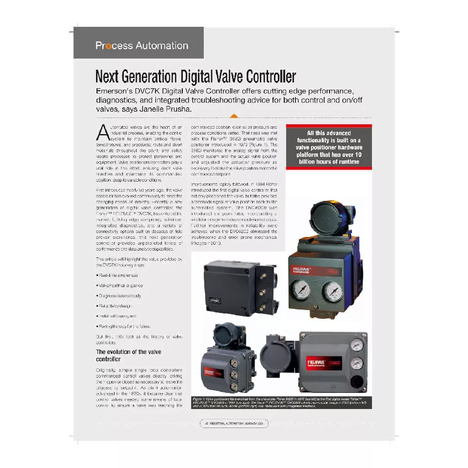 Article: Next Generation Digital Valve Controller (Industrial Automation Asia)